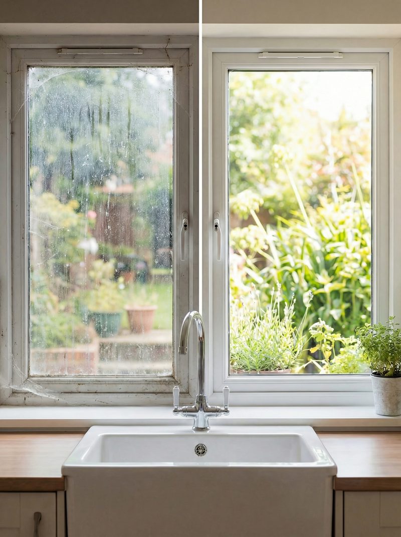 Professional interior window washing results